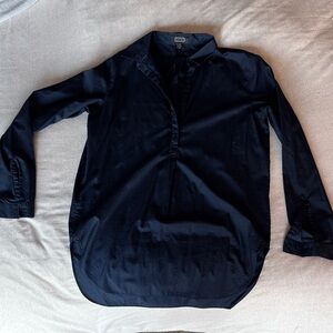 Deep End Navy Long Sleeve popover Blouse